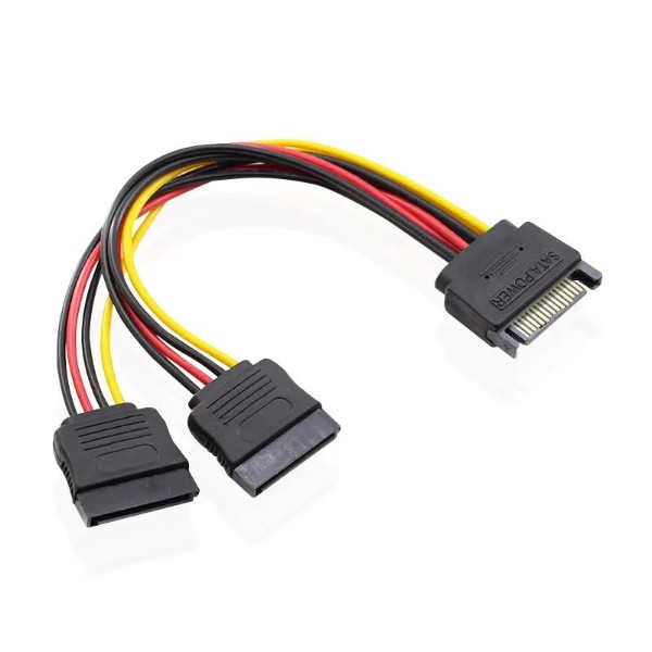 Sata Power Cable Splitter Y 1x Male to 2x Female SATA 15 Pin Extension